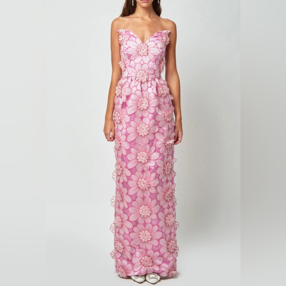 Markarian Pink Floral Appliqué Dress